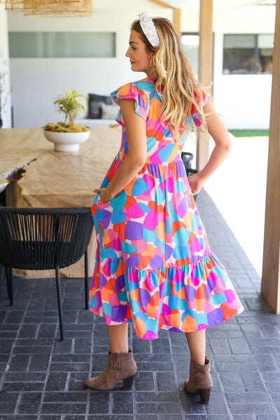 Bold & Beautiful Multicolor Abstract Floral Fit & Flare Midi Dress - Online Only!