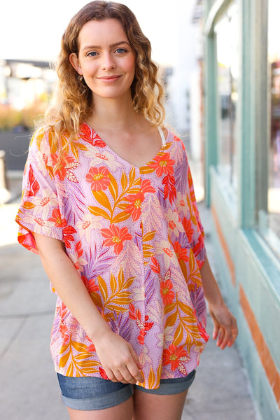 Lilac Tropical Floral Print Woven Top - Online Only!