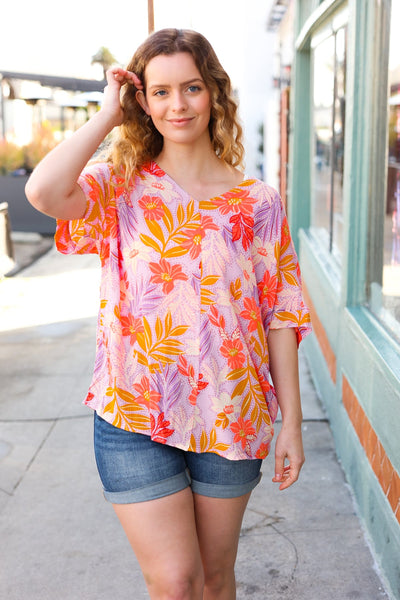 Lilac Tropical Floral Print Woven Top - Online Only!