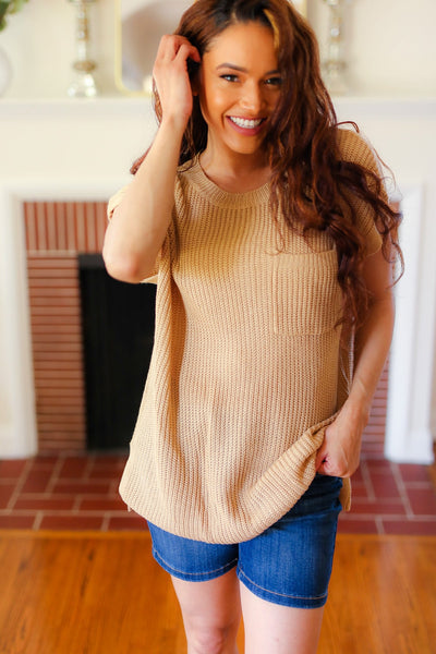 Best In Bold Taupe Dolman Ribbed Knit Sweater Top - Online Only!