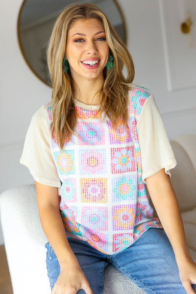 Everyday Oatmeal Flower Power Print Top - Online Only!