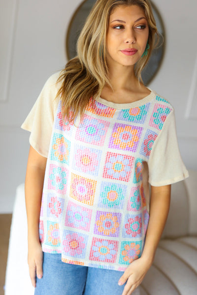 Everyday Oatmeal Flower Power Print Top - Online Only!