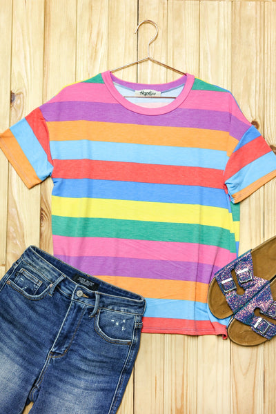 Step Into Spring Multicolor Stripe Terry Top - Online Only!