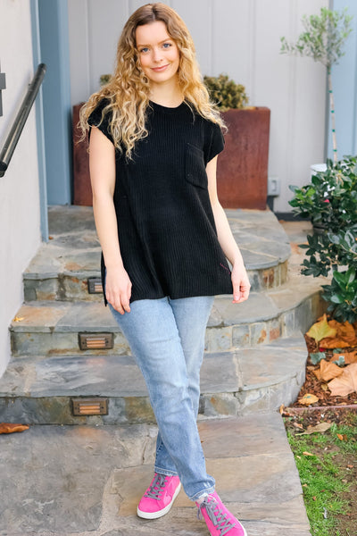 Best In Bold Black Dolman Ribbed Knit Sweater Top - Online Only!