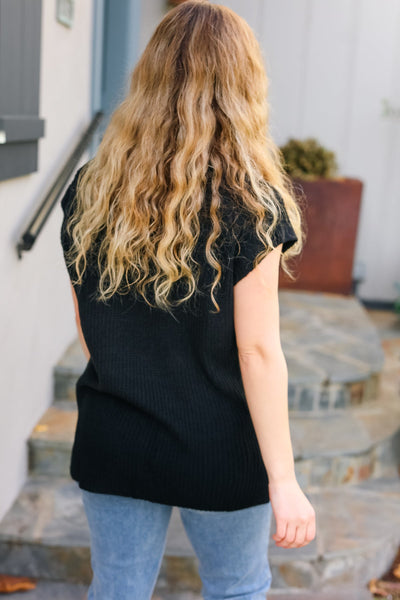 Best In Bold Black Dolman Ribbed Knit Sweater Top - Online Only!