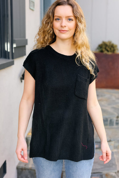 Best In Bold Black Dolman Ribbed Knit Sweater Top - Online Only!