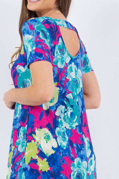 Everyday Blue & Pink Floral Ruffle Hem Dress - Online Only!