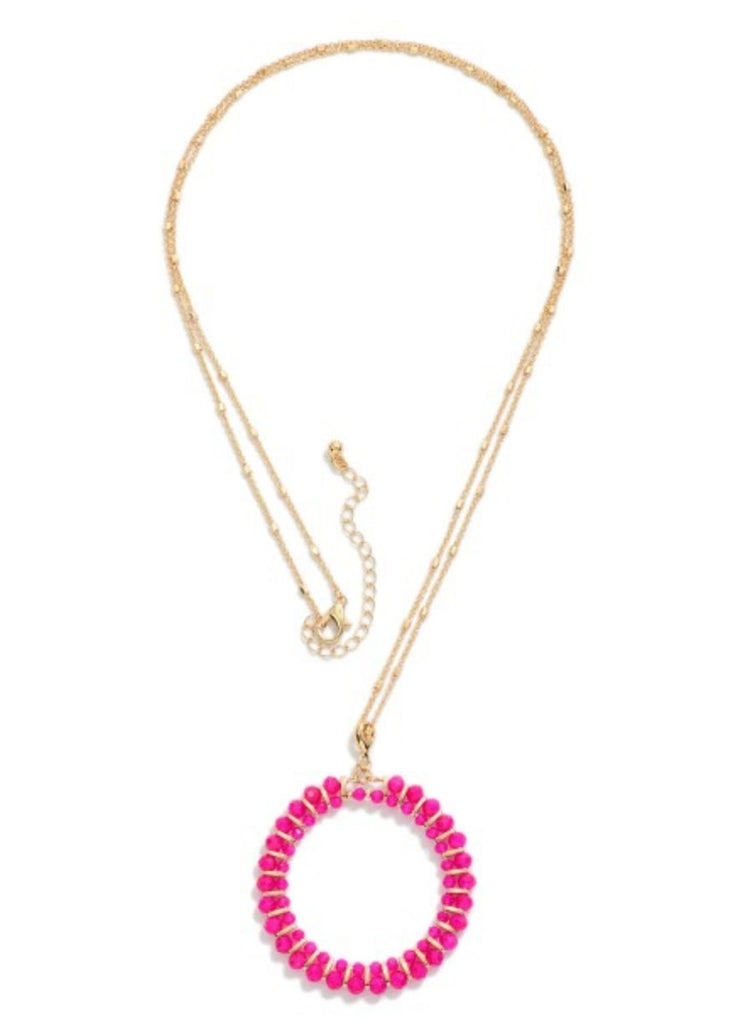 Pink & Gold Beaded Circle Necklace