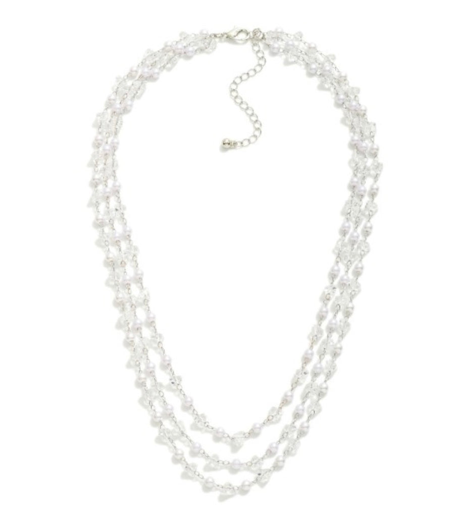 Silver Layered Pearl Necklace