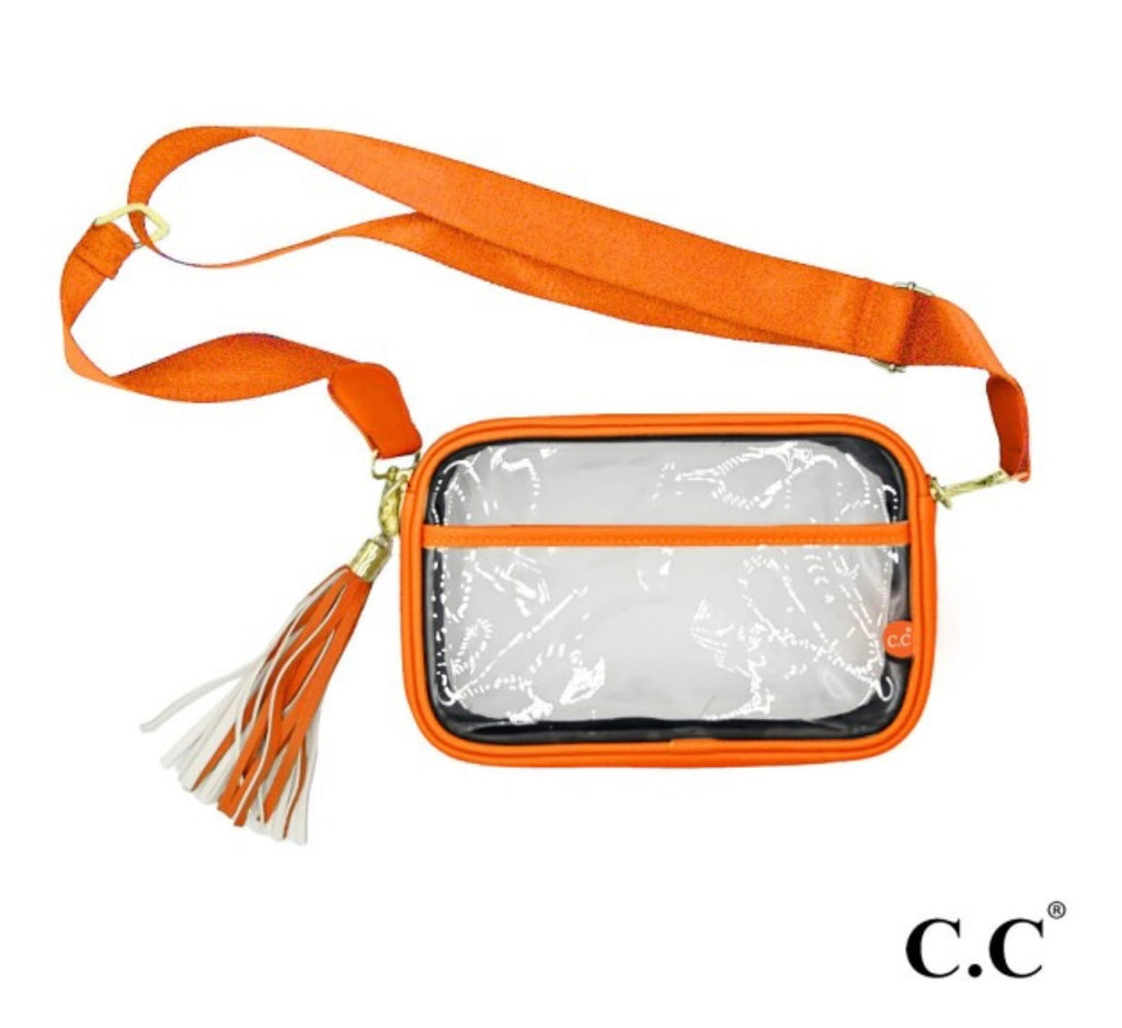 CC Beanie Orange Clear Crossbody Bag