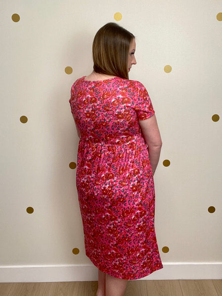 FINAL SALE Pink Floral Pocket Dress