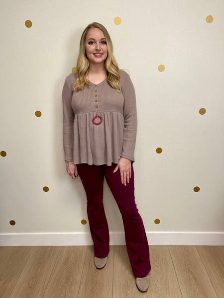 Wine High Waisted Flare Pants