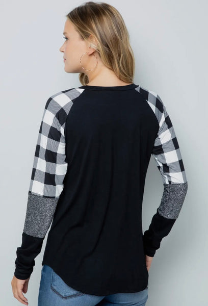 FINAL SALE Buffalo Plaid Contrast Top ASHE