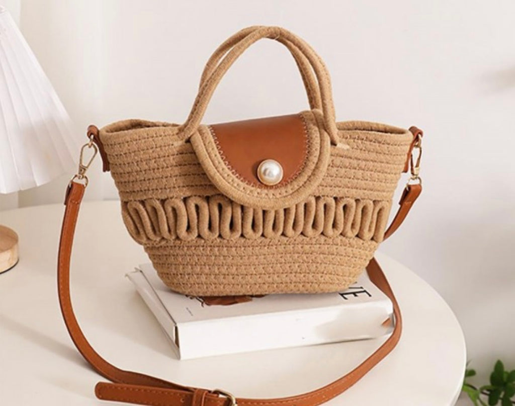 Brown Woven Handbag