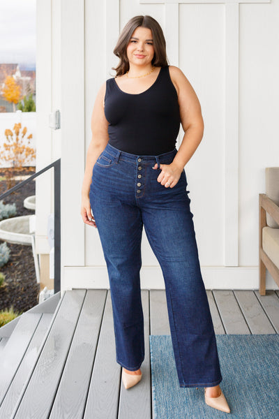 Judy Blue High Rise Button-Fly Straight Jeans - Online Only!