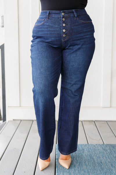 Judy Blue High Rise Button-Fly Straight Jeans - Online Only!