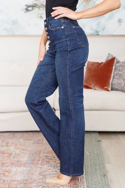 Judy Blue High Rise Button-Fly Straight Jeans - Online Only!