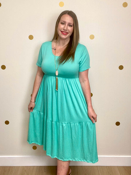 FINAL SALE Mint Bohemian Tiered Dress