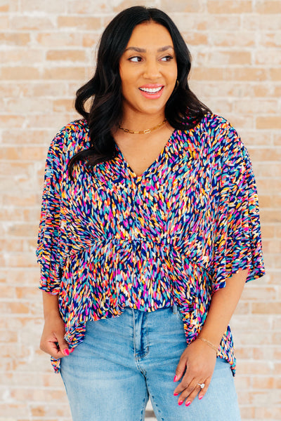 Painted Royal Multi Peplum Top - Online Only!