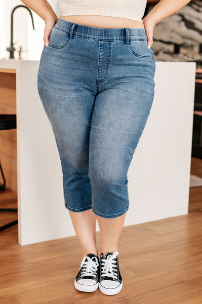 Judy Blue High Rise Cool Denim Pull On Capri Jeans - Online Only!