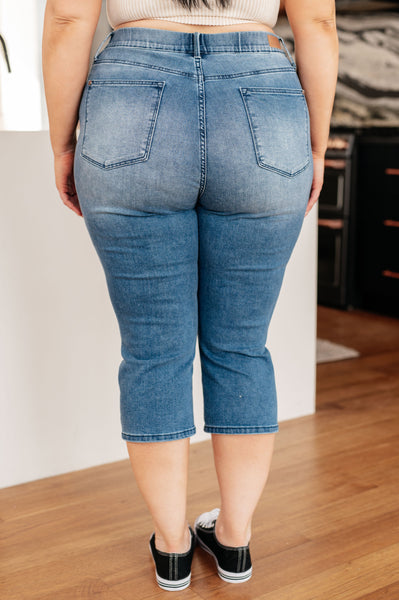 Judy Blue High Rise Cool Denim Pull On Capri Jeans - Online Only!