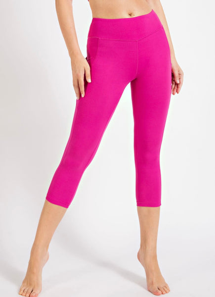 Pink High Rise Capri Leggings