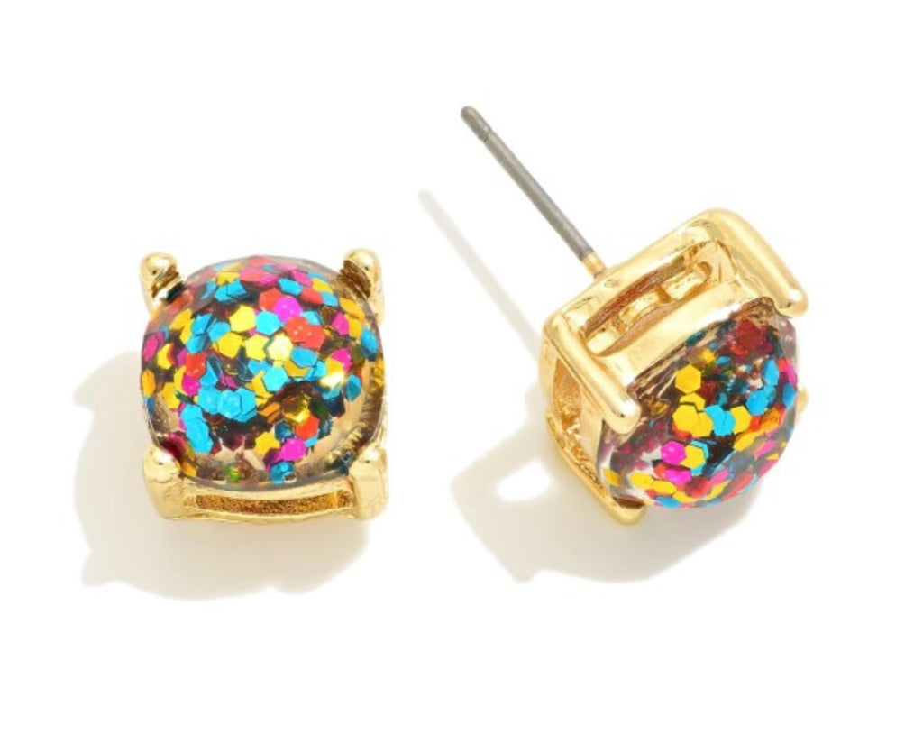 Multi Glitter Stud Earrings