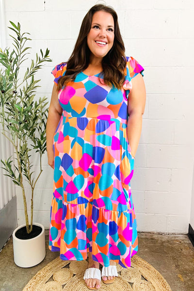 Bold & Beautiful Multicolor Abstract Floral Fit & Flare Midi Dress - Online Only!