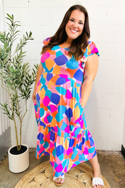 Bold & Beautiful Multicolor Abstract Floral Fit & Flare Midi Dress - Online Only!