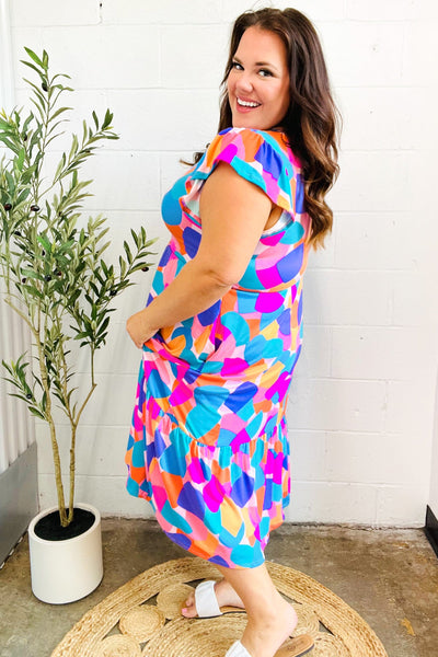 Bold & Beautiful Multicolor Abstract Floral Fit & Flare Midi Dress - Online Only!