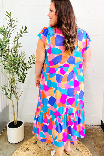 Bold & Beautiful Multicolor Abstract Floral Fit & Flare Midi Dress - Online Only!