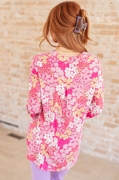 Hot Pink and Bubblegum Pink Ditsy Floral Top - Online Only!