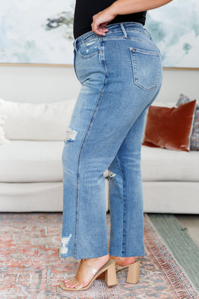 Judy Blue High Rise Rigid Magic Destroy Slim Straight Jeans - Online Only!