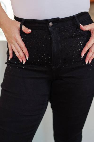 Judy Blue Rhinestone Slim Fit Jeans in Black - Online Only!