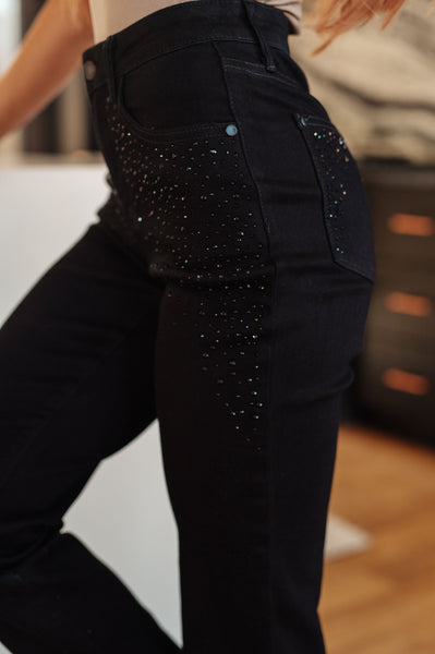 Judy Blue Rhinestone Slim Fit Jeans in Black - Online Only!