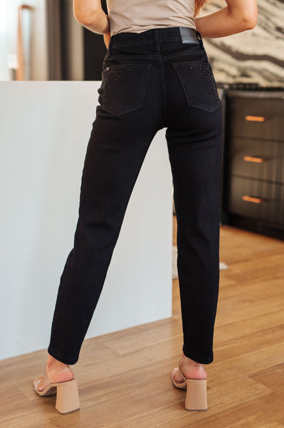 Judy Blue Rhinestone Slim Fit Jeans in Black - Online Only!