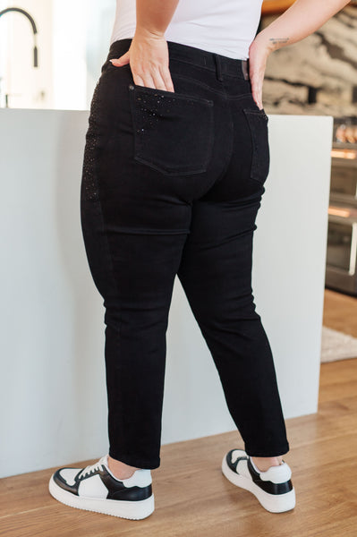 Judy Blue Rhinestone Slim Fit Jeans in Black - Online Only!