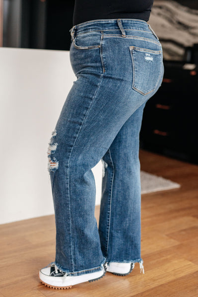 Judy Blue High Rise 90's Straight Jeans in Dark Wash - Online Only!