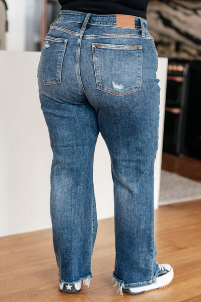 Judy Blue High Rise 90's Straight Jeans in Dark Wash - Online Only!