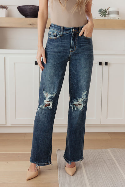 Judy Blue High Rise 90's Straight Jeans in Dark Wash - Online Only!