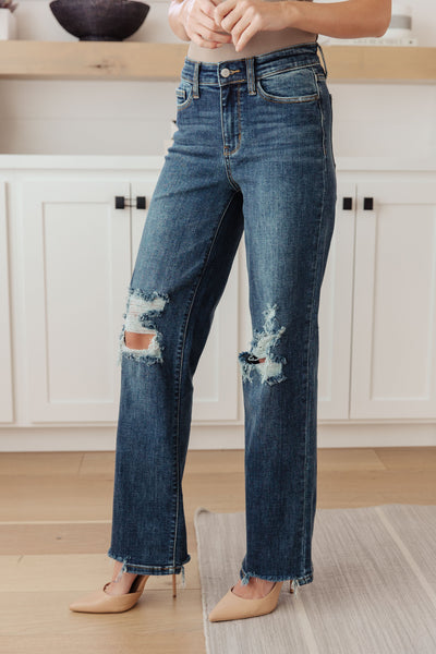 Judy Blue High Rise 90's Straight Jeans in Dark Wash - Online Only!