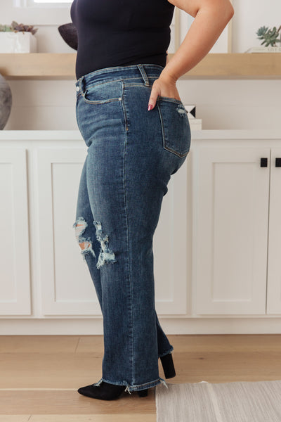 Judy Blue High Rise 90's Straight Jeans in Dark Wash - Online Only!