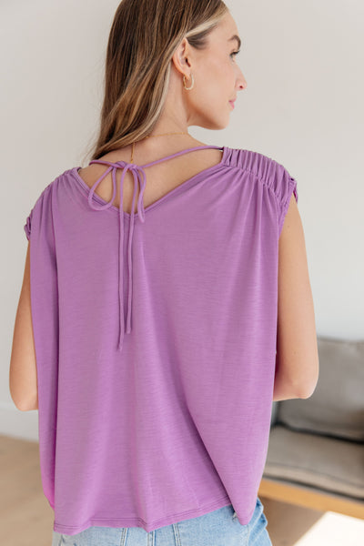 Ruched Cap Sleeve Top in Lavender - Online Only!