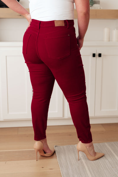 Judy Blue High Rise Control Top Skinny Jeans Scarlet - Online Only!