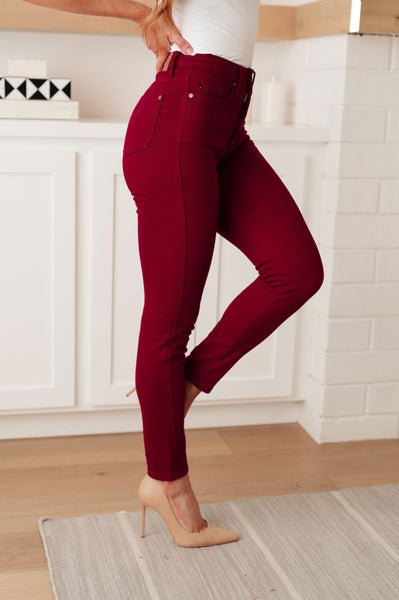 Judy Blue High Rise Control Top Skinny Jeans Scarlet - Online Only!