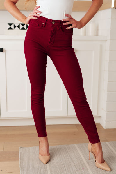 Judy Blue High Rise Control Top Skinny Jeans Scarlet - Online Only!