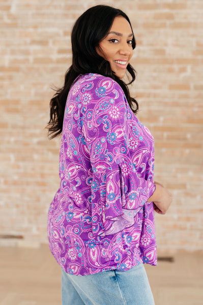 Lavender Paisley Bell Sleeve Top - Online Only!