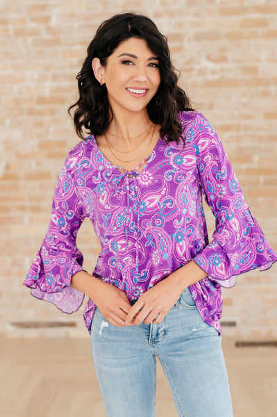 Lavender Paisley Bell Sleeve Top - Online Only!