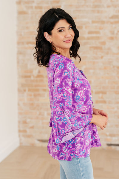 Lavender Paisley Bell Sleeve Top - Online Only!