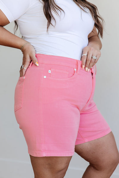 Jenna High Rise Control Top Cuffed Shorts in Pink - Online Only!